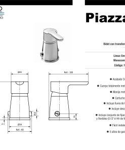 Alternative view of PIAZZA - EMBLEM - MONOCOMANDO BIDET CON TRANSFERENCIA 10004