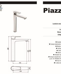Alternative view of PIAZZA - NEXT - MONOCOMANDO LAVATORIO PICO ALTO 10202