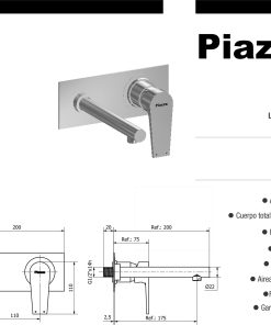 Alternative view of PIAZZA - NEXT - MONOCOMANDO LAVATORIO PARED 10203