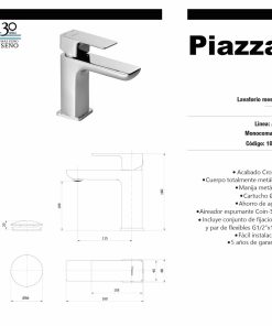 Alternative view of PIAZZA - ARQ - MONOCOMANDO LAVATORIO PICO BAJO