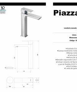 Alternative view of PIAZZA - ARQ - MONOCOMANDO LAVATORIO PICO ALTO