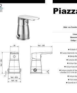 Alternative view of PIAZZA - OGGI - MONOCOMANDO BIDET CON TRANSFERENCIA 10504