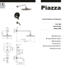 Alternative view of PIAZZA - OGGI - DUCHA EMBUTIR DE C/TRANSF  MONOCOMANDO