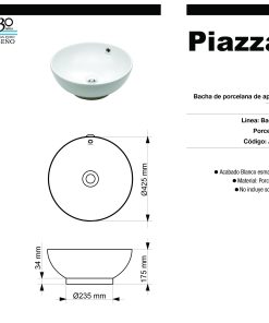 Alternative view of PIAZZA - BACHA DE APOYAR A013 43X43X17.5