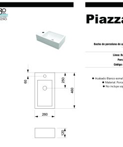 Alternative view of PIAZZA - BACHA DE APOYAR A146 46X26X12