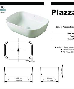 Alternative view of PIAZZA - BACHA DE APOYAR A426 455X320X140