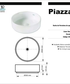 Alternative view of PIAZZA - BACHA DE APOYAR A524B 36X36X125
