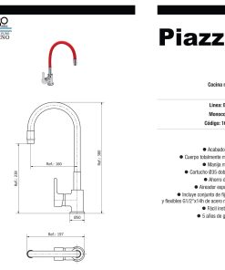 Alternative view of PIAZZA - EMBLEM - MONOCOMANDO COCINA FLEXIBLE ROJA 10016RO