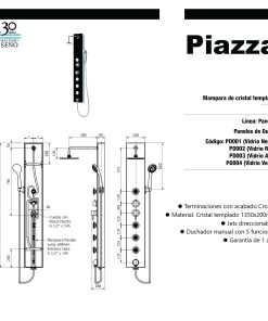 Alternative view of PIAZZA - PANEL DE DUCHA CON HIDRO VIDRIO ROJO