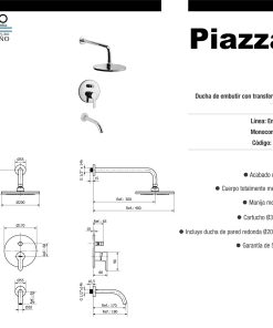 Alternative view of PIAZZA - EMBLEM - DUCHA DE EMBUTIR CON TRANSFERENCIA 10006