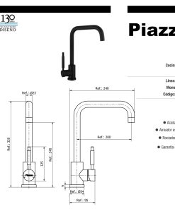 Alternative view of PIAZZA - GOURMET - MONOCOMANDO COCINA MESADA NEGRO 10303