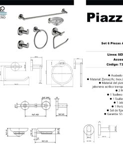 Alternative view of PIAZZA - SENSUS - SET 6 PIEZAS ACERO INOXIDABLE