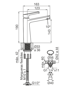 Alternative view of FV - AROMO - MONOCOMANDO PARA LAVATORIO 181/D8