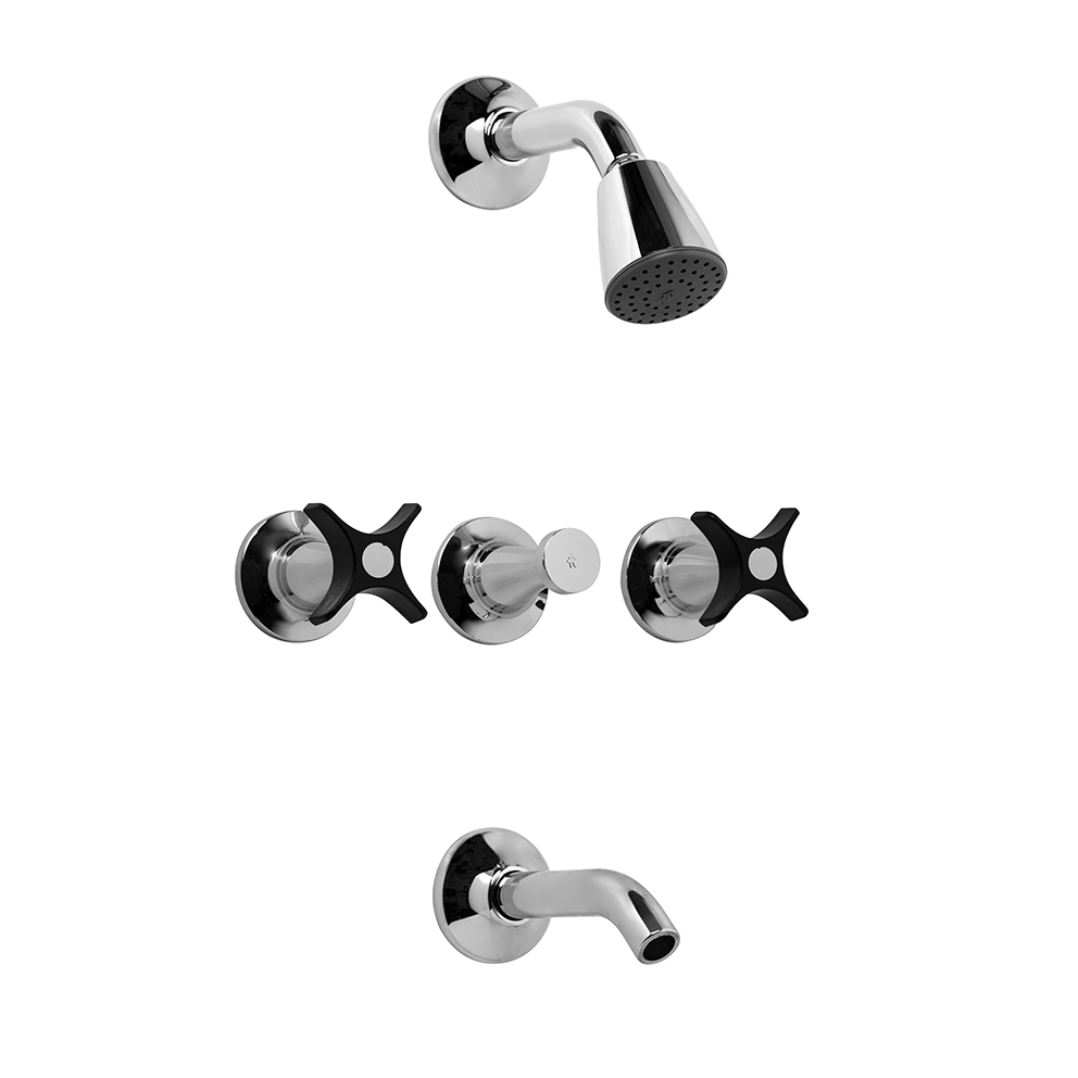 FV - PETALO - JUEGO PARA BAÑERA Y DUCHA NEGRO CROMO