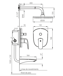 Alternative view of FV - EPUYEN - JUEGO MONOCOMANDO PARA BAÑERA Y DUCHA 106/L2