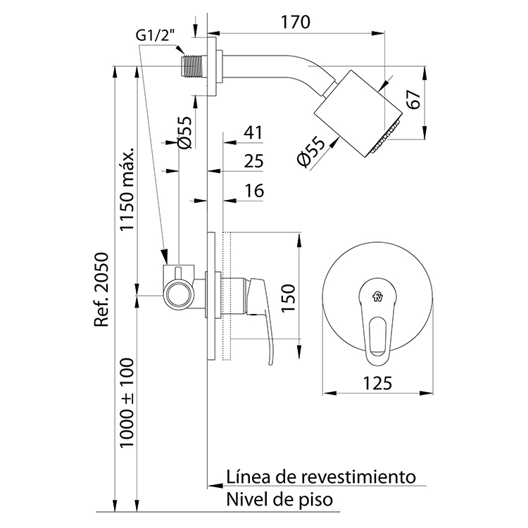 FV - ARIZONA - JUEGO MONOCOMANDO PARA DUCHA 108/B1 - Imagen 2