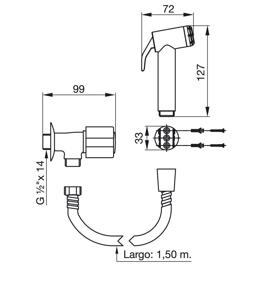 FV - ALLEGRO - DUCHA MANUAL PARA BIDET 118/15 - Imagen 2