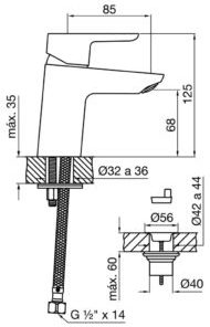 Alternative view of FV - PUELO - MONOCOMANDO PARA LAVATORIO 181/B5