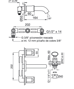 Alternative view of FV - OREGON - JUEGO PARA LAVATORIO DE PARED 203/18