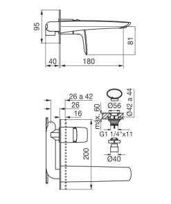Alternative view of FV - EPUYEN - MONOCOMANDO DE PARED PARA LAVATORIO 206/L2