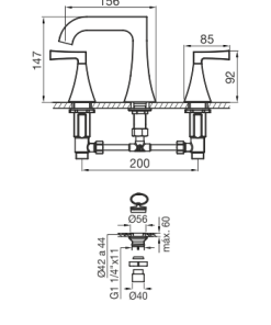 Alternative view of FV - URBANO LEVER - JUEGO PARA LAVATORIO 0207/H3L-CR