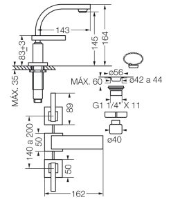 Alternative view of FV - DOMINIC LEVER - JUEGO PARA LAVATORIO 207R/85L