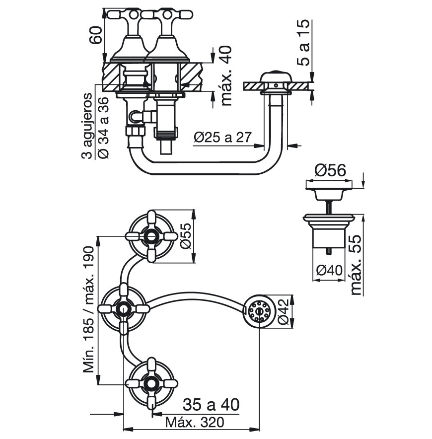 FV - NEWPORT PLUS - JUEGO P BIDET CON TRANSFERENCIA 295/B2P - Imagen 2