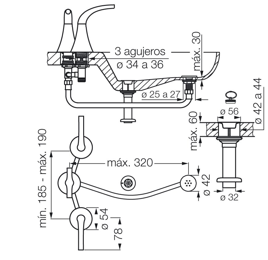 FV - ALESIA LEVER - JUEGO PARA BIDET C/TRANSFERENCIA 295/49L - Imagen 2