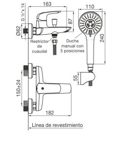 Alternative view of FV - EPUYEN - JUEGO MONOCOMANDO EXT PARA BAÑERA/DUCHA 310/L2