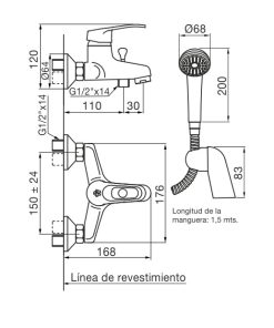 Alternative view of FV - ARIZONA - JUEGO MONOCOMANDO PARA BAÑERA Y DUCHA 310/B1