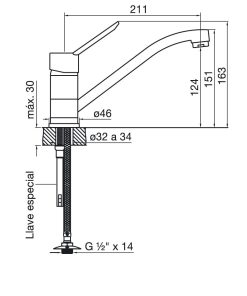 Alternative view of FV - NEWPORT - MONOCOMANDO PARA COCINA DE MESADA 411.01/B2