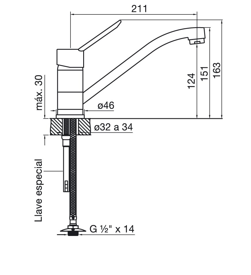 FV - NEWPORT - MONOCOMANDO PARA COCINA DE MESADA 411.01/B2 - Imagen 2