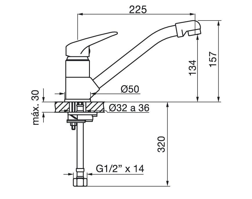 FV - ALABAMA - MONOCOMANDO PARA MESADA COCINA 411.04/27 - Imagen 2