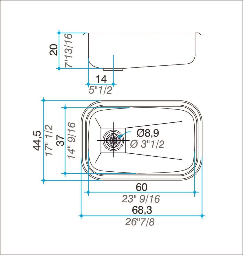 JOHNSON - PILETA E60A 68.3X44.5X20 - Imagen 2
