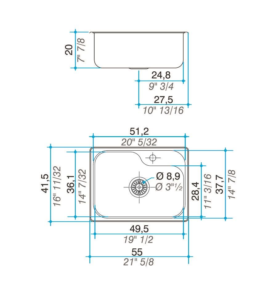 JOHNSON - PILETA LUXOR MINI SI55A 55X41.5X20 - Imagen 2