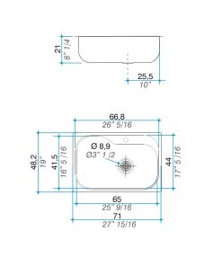 Alternative view of JOHNSON - PILETA LUXOR SI71A D/D 71X48,2X21