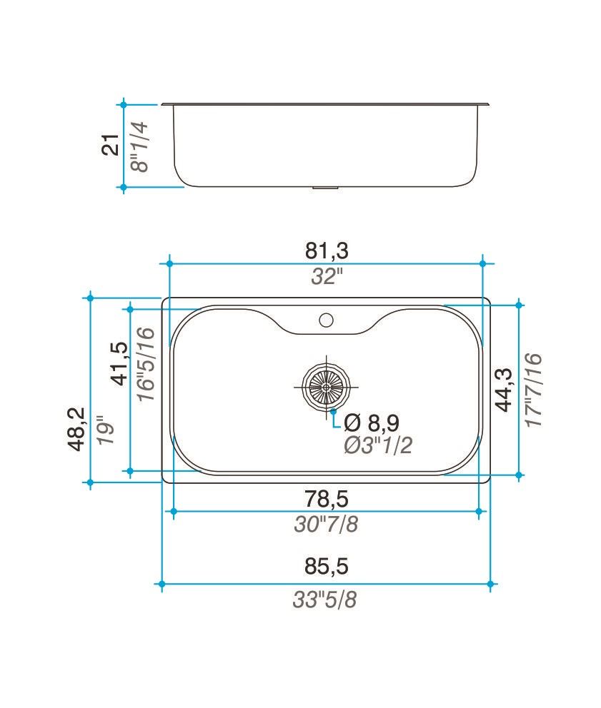 JOHNSON - PILETA LUXOR SI85A D/D 85.5X48.2X21 - Imagen 2