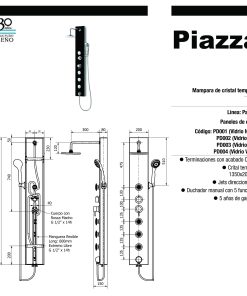 Alternative view of PIAZZA - PANEL DE DUCHA CON HIDRO VIDRIO NEGRO