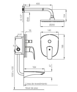 Alternative view of FV - EPUYEN - MONOCOMANDO NEGRO PARA DUCHA/BAÑERA 106/L2-NG