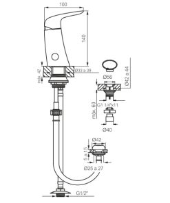 Alternative view of FV - EPUYEN - MONOCOMANDO PARA BIDET NEGRO 0189/L2-NG