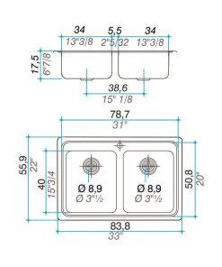 Alternative view of JOHNSON - PILETA DOBLE Q084 A D/D 85.5X48.2X17.5