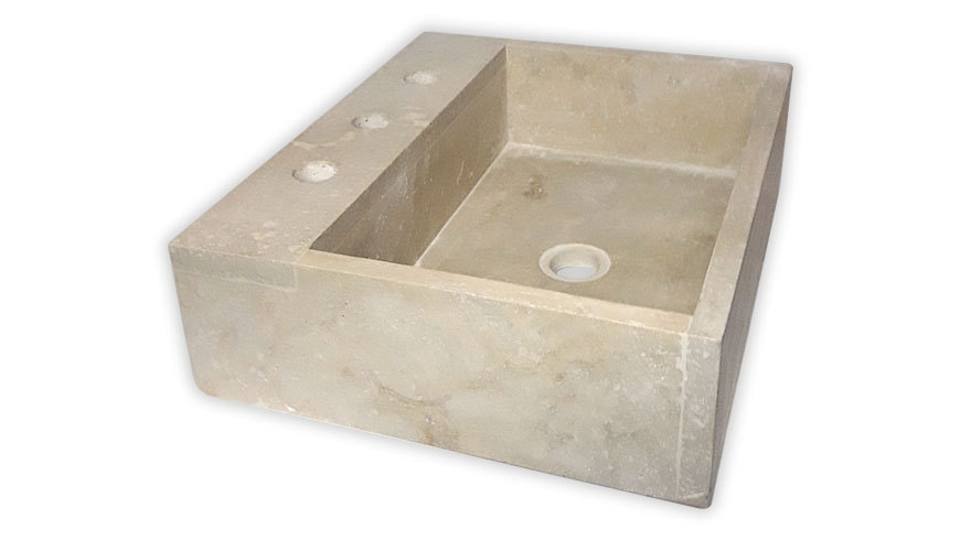 H&O - BACHA TRAVERTINO MARMOL RECT. CON ESCALON 44X34X14