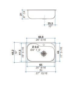 Alternative view of JOHNSON - PILETA LUXOR COMPACT SI71A 71X48.2X21