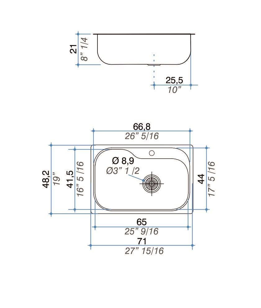 JOHNSON - PILETA LUXOR COMPACT SI71A 71X48.2X21 - Imagen 2