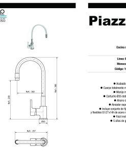 Alternative view of PIAZZA - EMBLEM- MONOCOMANDO COCINA FLEXIBLE BLANCO 10016BL