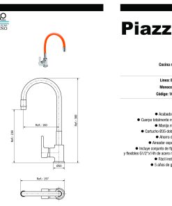 Alternative view of PIAZZA - EMBLEM - MONOCOMANDO COCINA FLEXIBLE NARANJA 10016