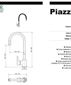 Alternative view of PIAZZA - EMBLEM - MONOCOMANDO COCINA FLEXIBLE NEGRO 10016NE