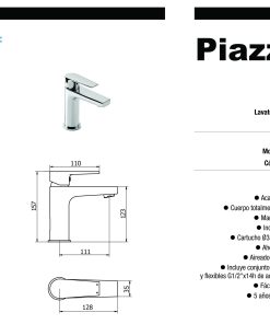 Alternative view of PIAZZA - NEXT - MONOCOMANDO LAVATORIO MESADA 10200