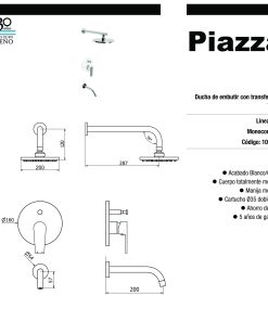 Alternative view of PIAZZA - NEXT BC - DUCHA DE EMBUTIR CON TRANSFERENCIA