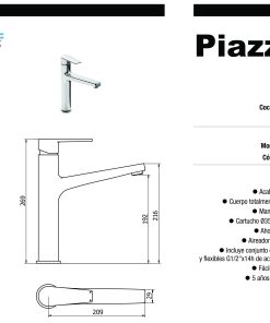 Alternative view of PIAZZA - NEXT - MONOCOMANDO COCINA MESADA PICO ALTO 10212